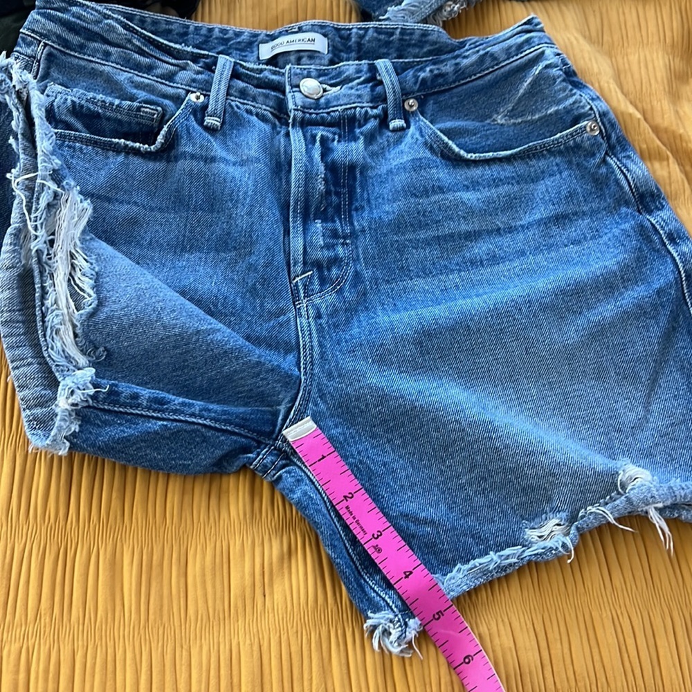 🕶️Hand painted 🌈 ombre rainbow Good American denim mom shorts 100% cotton 2/26 - Picture 5 of 8